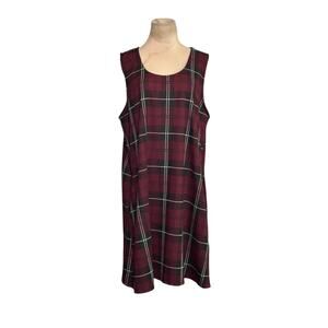 Suzanne Betro red black plaid sleeveless mini dress size 1X